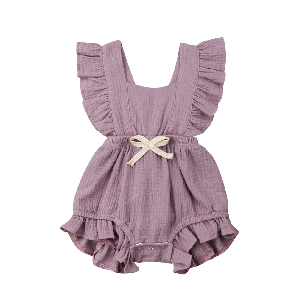 Pudcoco US Stock New Newborn Baby Girl Ruffle Solid Color Romper