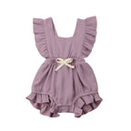 Pudcoco US Stock New Newborn Baby Girl Ruffle Solid Color Romper