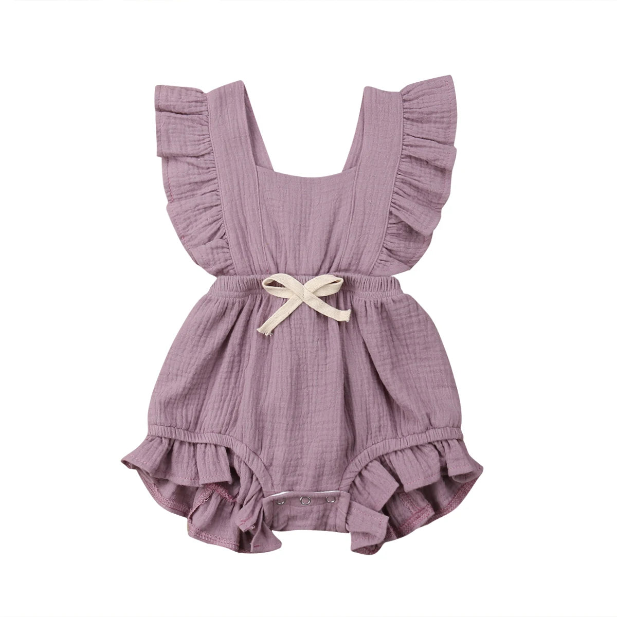Pudcoco US Stock New Newborn Baby Girl Ruffle Solid Color Romper