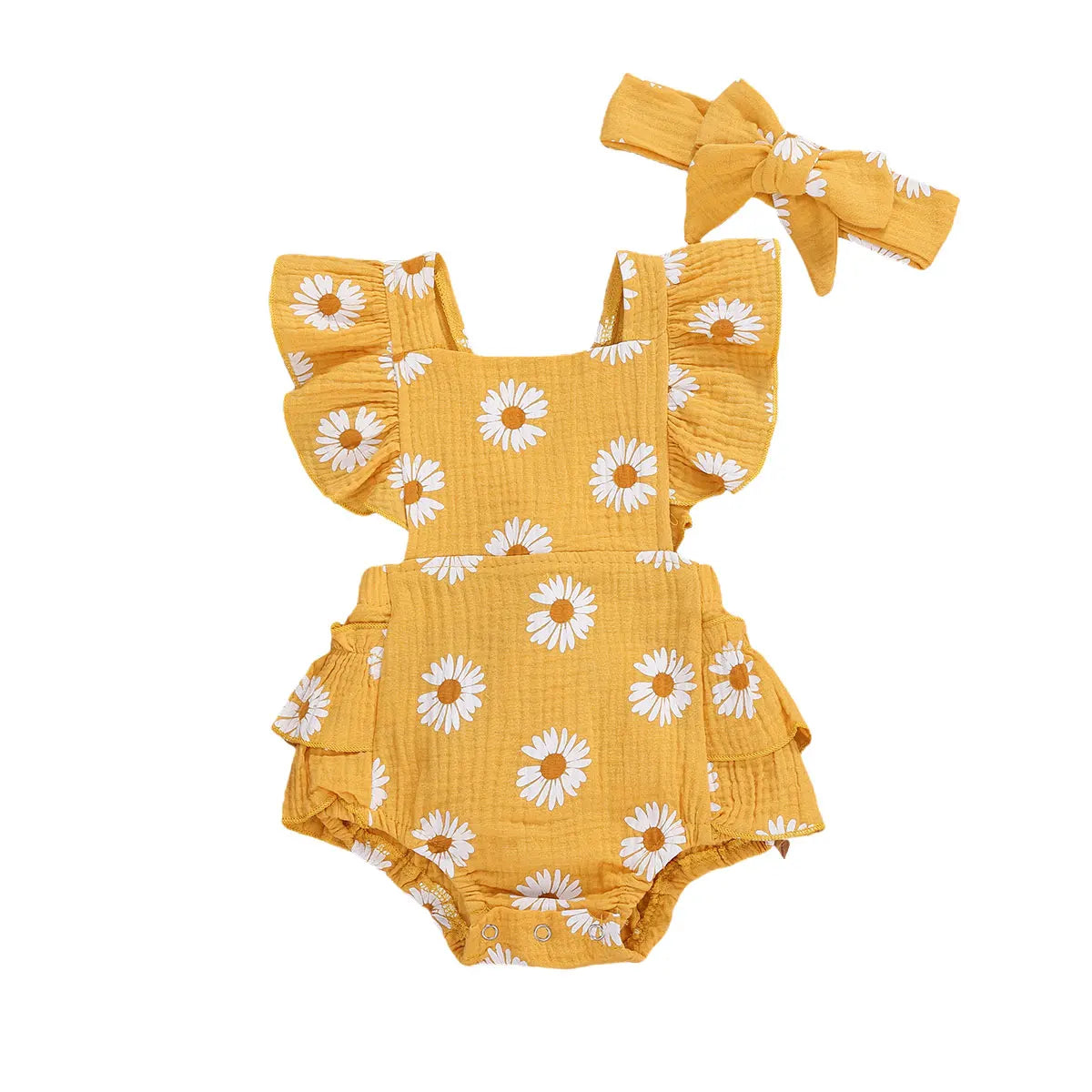 lioraitiin 0-24M 2Pcs Newborn Baby Girl Daisy Printed Romper Off