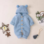 Pudcoco US Stock Baby Warm Rompers Knitting Cotton Soft Hooded 3D