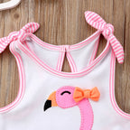 Pudcoco US Stock Newborn Baby Girl Romper Flamingo Flower Bow Romper
