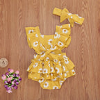 lioraitiin 0-24M 2Pcs Newborn Baby Girl Daisy Printed Romper Off
