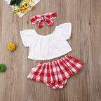 Lioraitiin 3Pcs Set 0-24M Newborn Baby Girl Cute Off Shoulder Lace