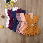 Pudcoco US Stock New Newborn Baby Girl Ruffle Solid Color Romper