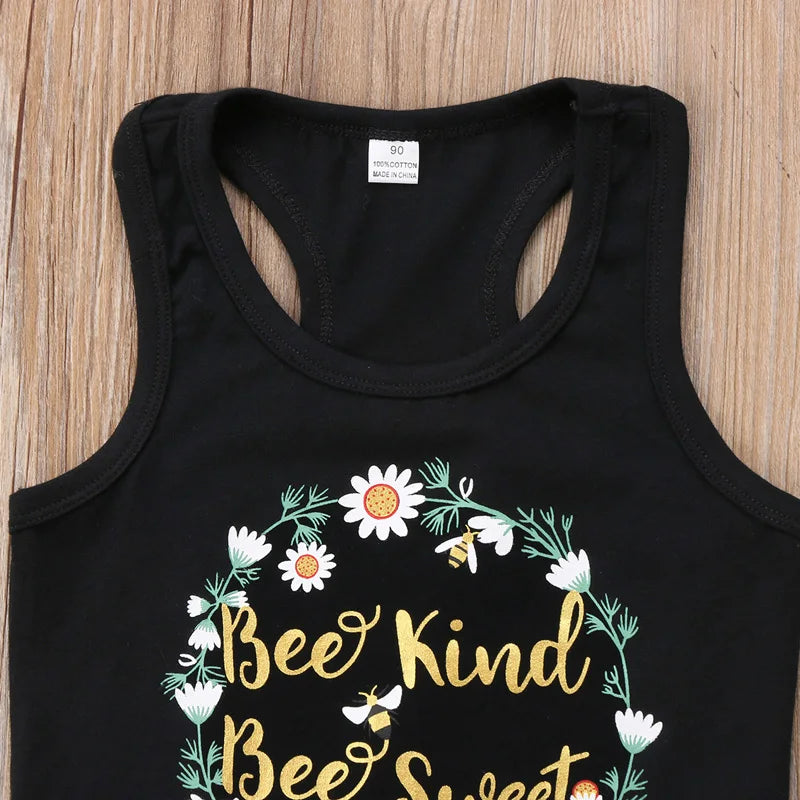 Fast Shipping New Fashion Kids Baby Girl T-shirt O-Neck Sleeveless