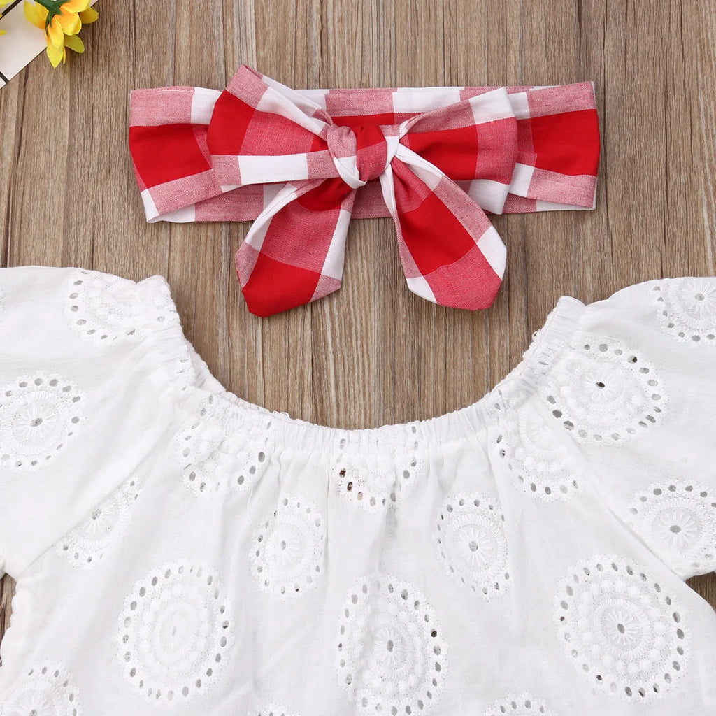 Lioraitiin 3Pcs Set 0-24M Newborn Baby Girl Cute Off Shoulder Lace