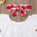 Lioraitiin 3Pcs Set 0-24M Newborn Baby Girl Cute Off Shoulder Lace