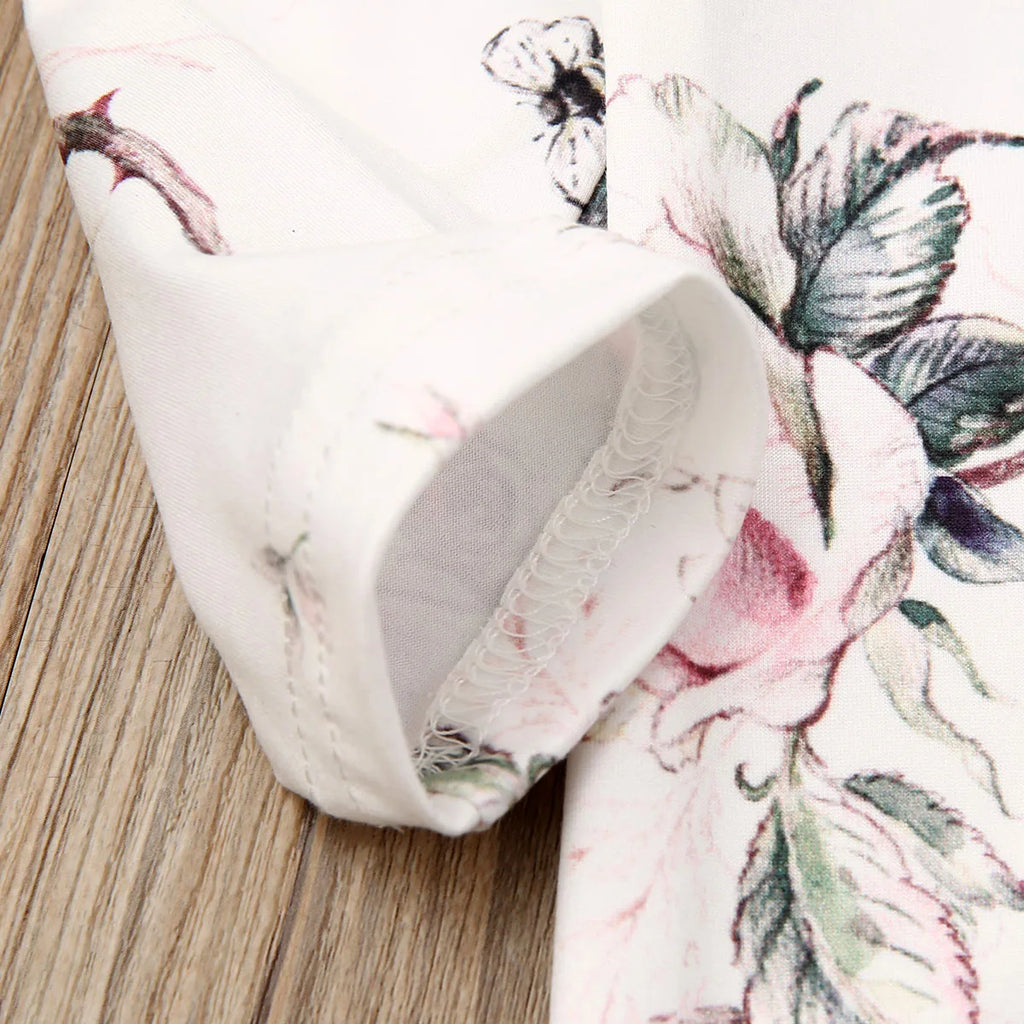 Lioraitiin 0-24M Newborn Baby Girl Cotton Flower Print Ruffle Romper