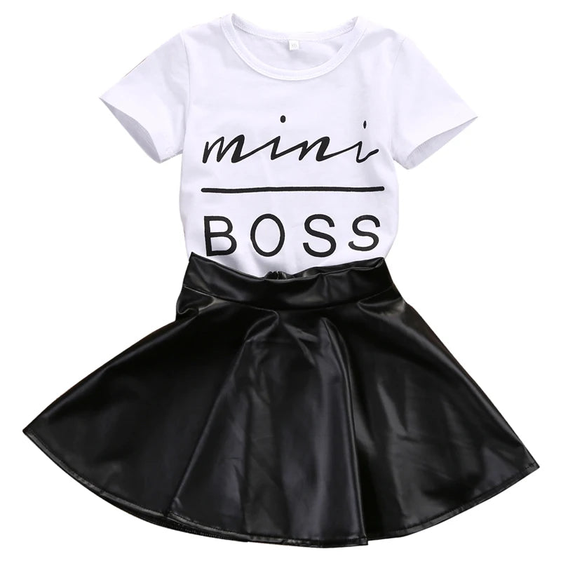 Pudcoco US Stock New Kids Girls Set Short Sleeve Cotton T shirt