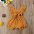 Pudcoco US Stock New Newborn Baby Girl Ruffle Solid Color Romper