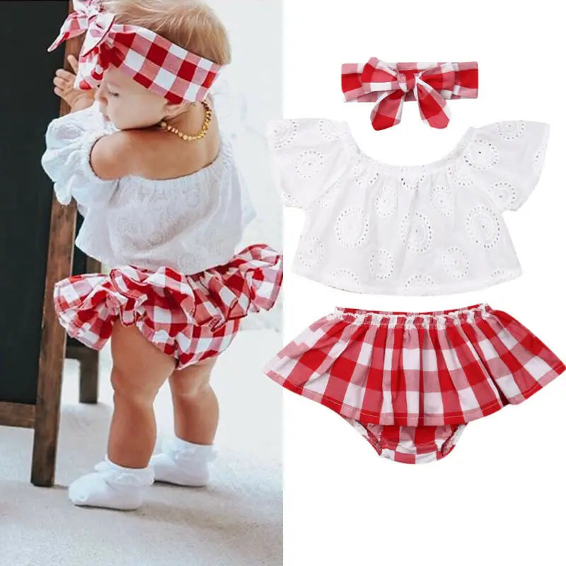 Lioraitiin 3Pcs Set 0-24M Newborn Baby Girl Cute Off Shoulder Lace