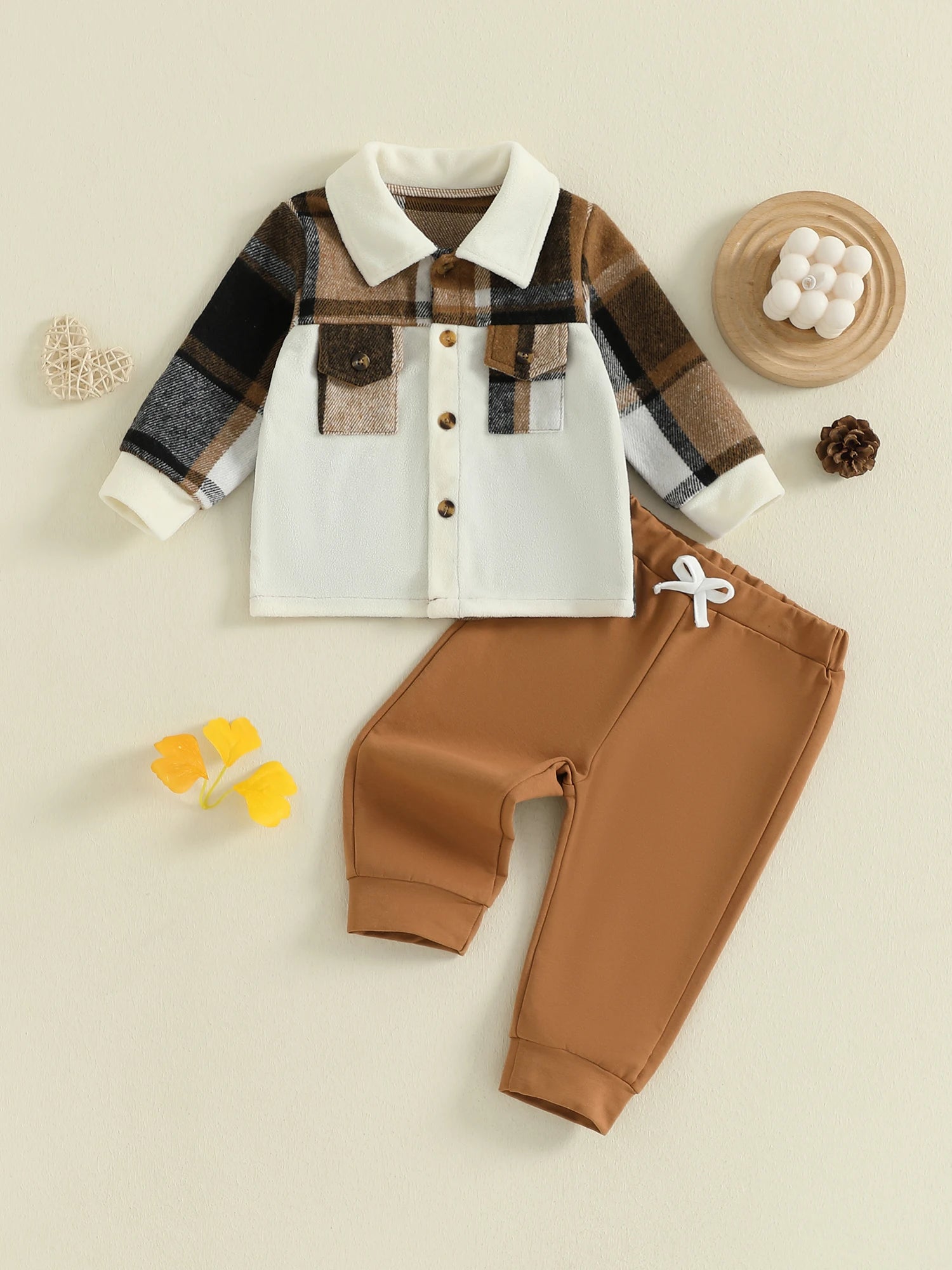 Lioraitiin Toddler Baby Boy Outfit Plaid Button up Long Sleeve Shirt