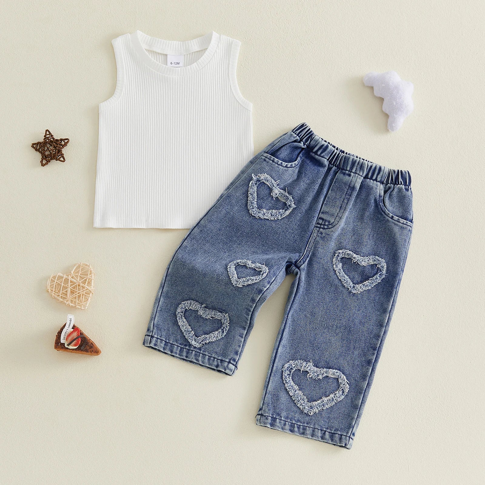 Lioraitiin 2Pcs Toddler Girls Outfits Sleeveless Crew Neck Solid