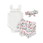 Lioraitiin 0-18M Infant Baby Girls Shorts Set Sleeveless Romper