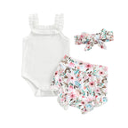 Lioraitiin 0-18M Infant Baby Girls Shorts Set Sleeveless Romper