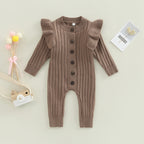 Lioraitiin 0-18M Baby Girl’s Knitted Long Sleeve Jumpsuit Fashion