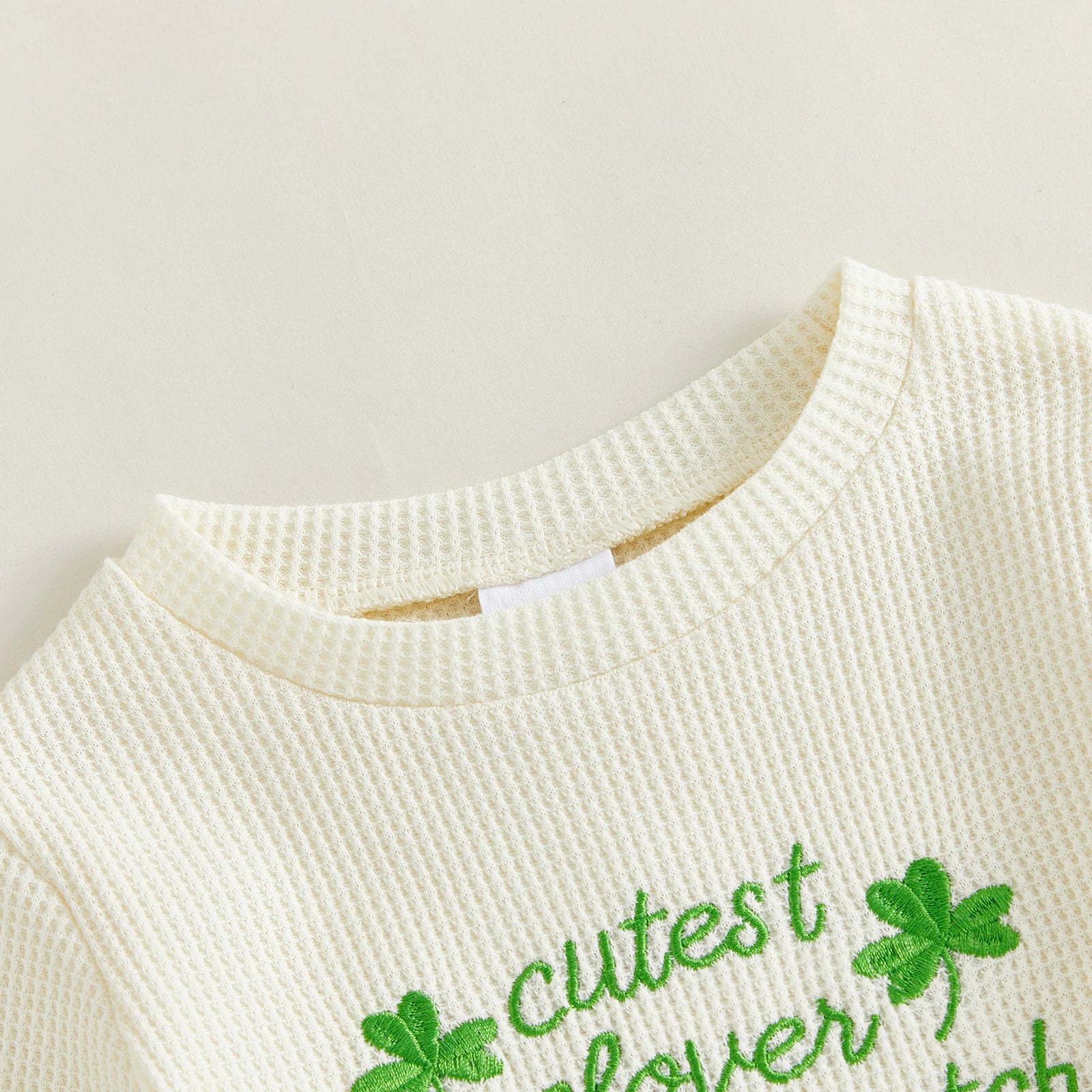 Lioraitiin Baby Girls Outfits Long Sleeve Shamrock Embroidery Romper