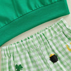 Lioraitiin Toddler Baby Girls Outfits Shamrock Letter Print Crew Neck
