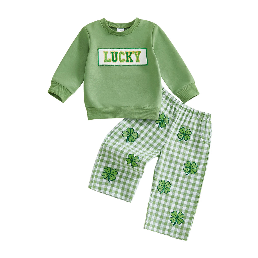 Lioraitiin Toddler Baby Boy Irish Outfit Long Sleeve Crew Neck