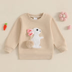 Lioraitiin Toddler Girls Boys Sweatshirts Easter Rabbit Embroidered