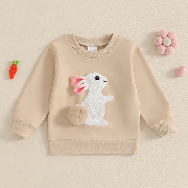 Lioraitiin Toddler Girls Boys Sweatshirts Easter Rabbit Embroidered