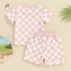 Lioraitiin 0-3Y Toddler Baby Girl Short Outfit Checkered Plaid Short
