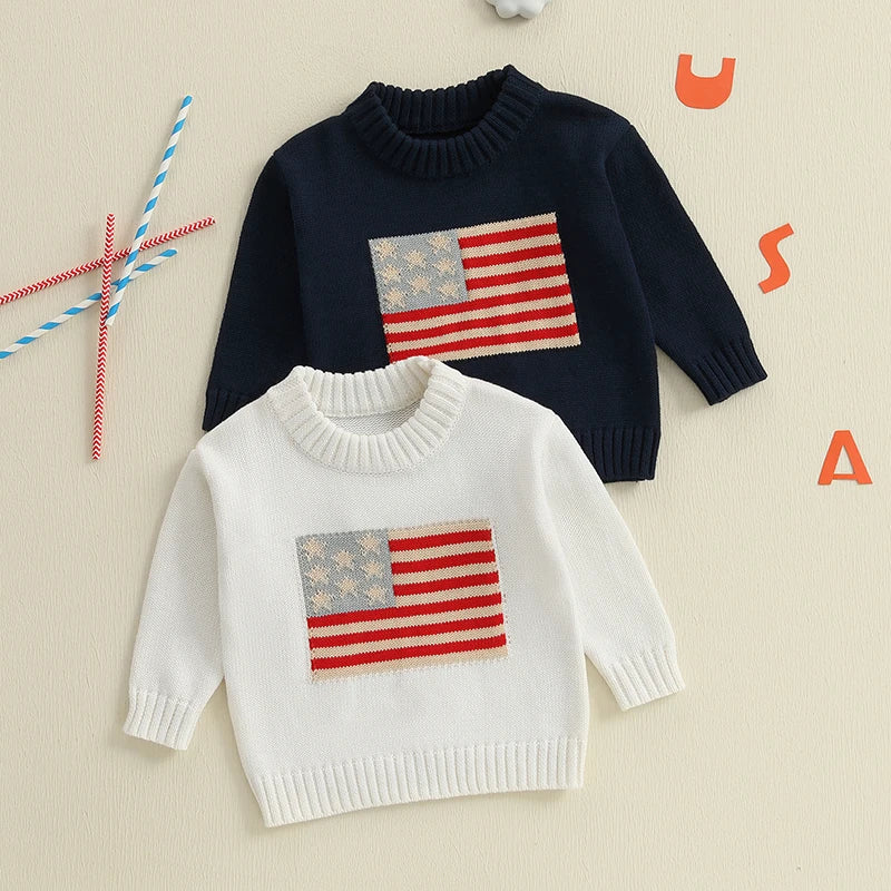 Lioraitiin Kids Baby Girls Boys 4th of July Sweater US Flag Pattern