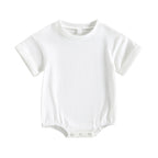 Lioraitiin 0-24M Baby Boys Girls Rompers Solid Short Sleeve O-neck