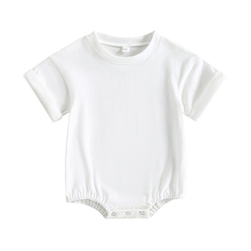 Lioraitiin 0-24M Baby Boys Girls Rompers Solid Short Sleeve O-neck