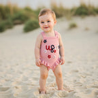 Lioraitiin Baby Girl Knit Overalls Floral Letter Embroidery
