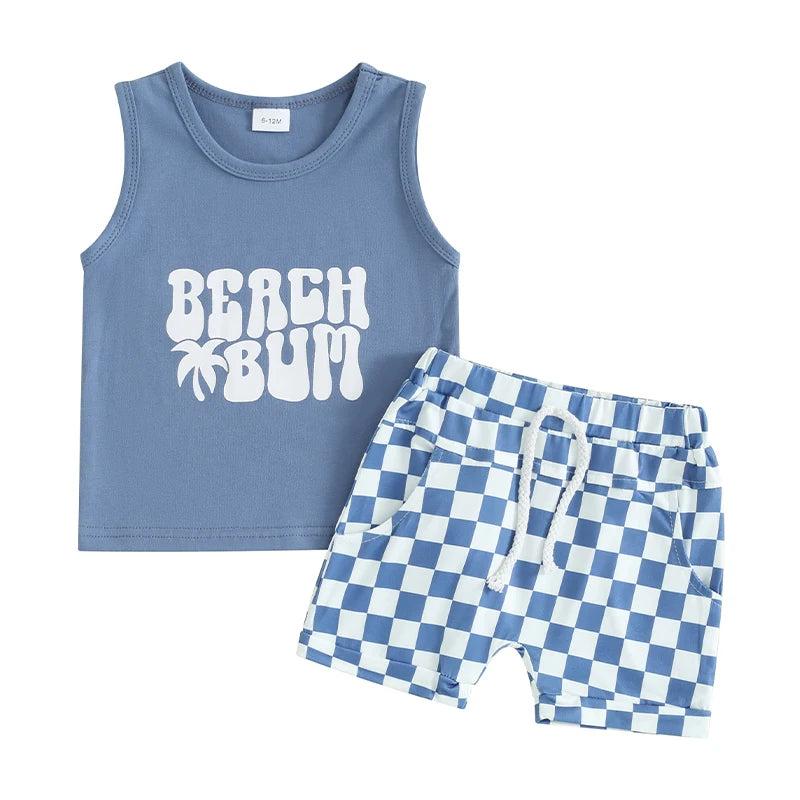 Lioraitiin Toddler Boys Outfits Letter Car Print Sleeveless Tank Tops