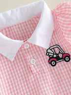 Lioraitiin Toddler Girl A Line Dress Plaid Print Lapel Short Sleeves