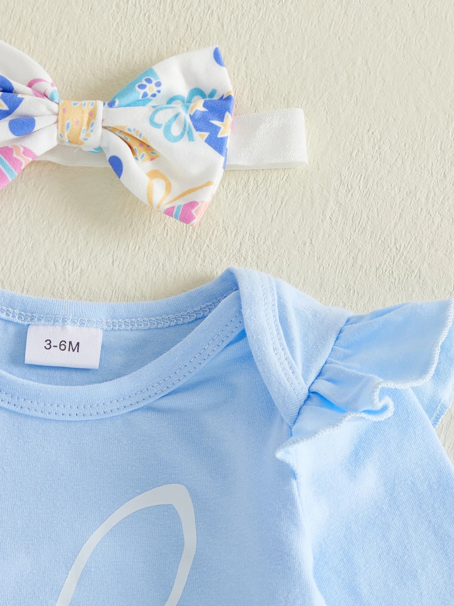 Baby Girl Easter Outfit, Long Sleeve Letters Romper with Eggs Print