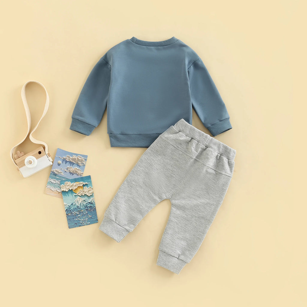 Lioraitiin 0-3Years Toddler Baby Boys Letter Print Round Neck Long