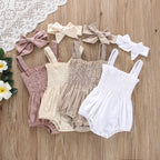 Lioraitiin 0-18M Infant Baby Girl 2Pcs Sleeveless Solid Bodysuit