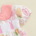Lioraitiin Baby Girls Rompers Easter Rabbit Easter Eggs Print Doll
