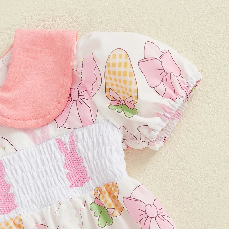 Lioraitiin Baby Girls Rompers Easter Rabbit Easter Eggs Print Doll