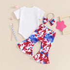 Lioraitiin Baby Girls 4th of July Outfit Letter Print Short Sleeves