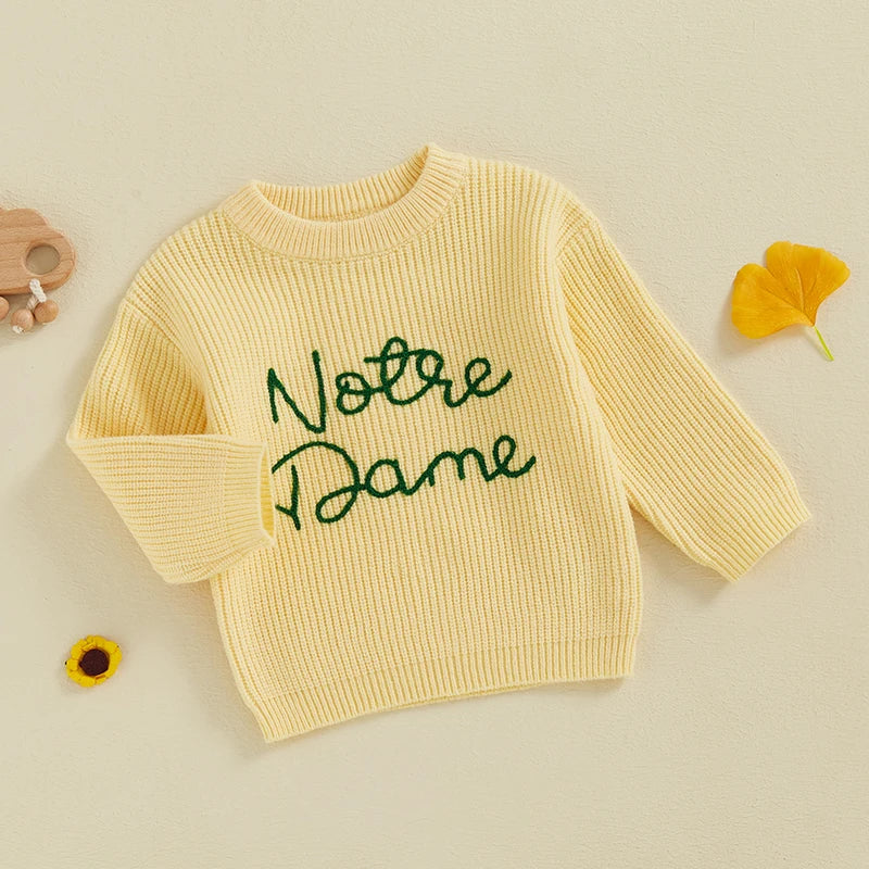 Lioraitiin 2 Colors Toddler Kids Baby Boys Sweater Letter Embroidery