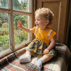 Lioraitiin Baby Girls Rompers Floral Embroidery Plaid Ruffles Skirt