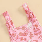 Lioraitiin 6M-4Y Baby Girl Easter Rompers Sleeveless Floral Print