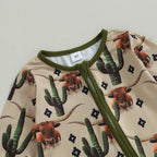 Lioraitiin 0-12M Infant Baby Boys Jumpsuit Long Sleeve Cow/Horse