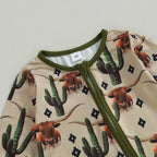 Lioraitiin 0-12M Infant Baby Boys Jumpsuit Long Sleeve Cow/Horse