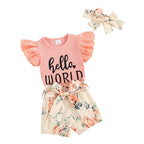 Lioraitiin Baby Girls Shorts Outfits Letter Print Fly Sleeve Romper