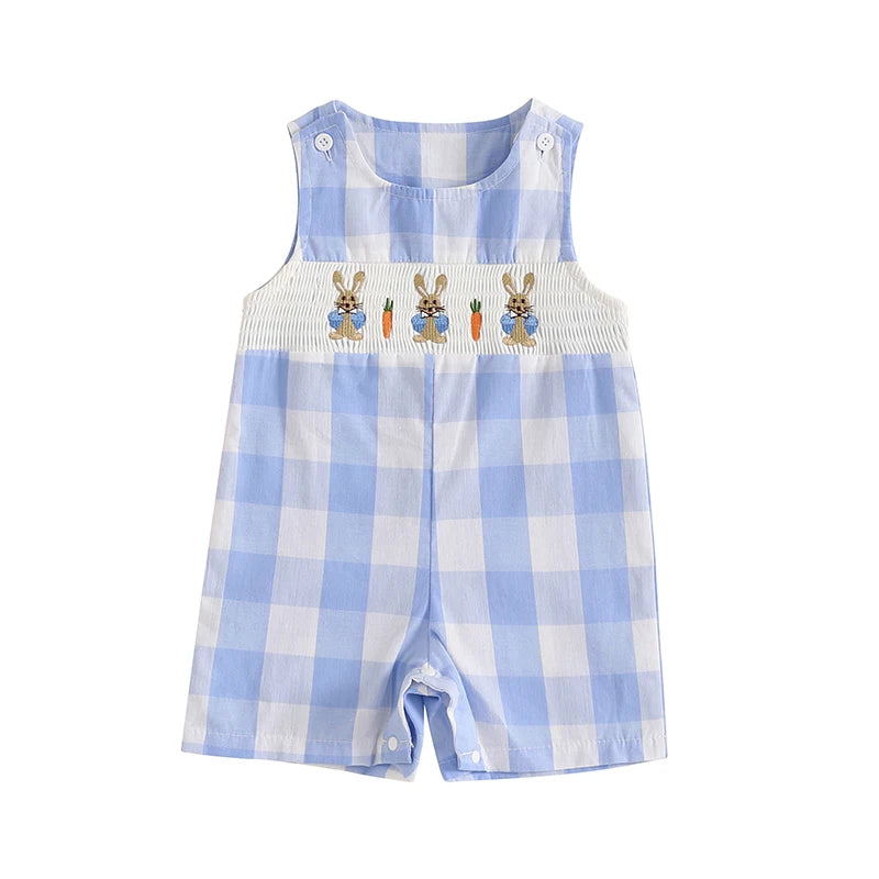 Lioraitiin Newborn Baby Girls Easter Romper Bunny Carrot Embroidery