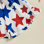 Lioraitiin Kid Girl 4th of July Overalls Shorts Bow/Popsicle Print