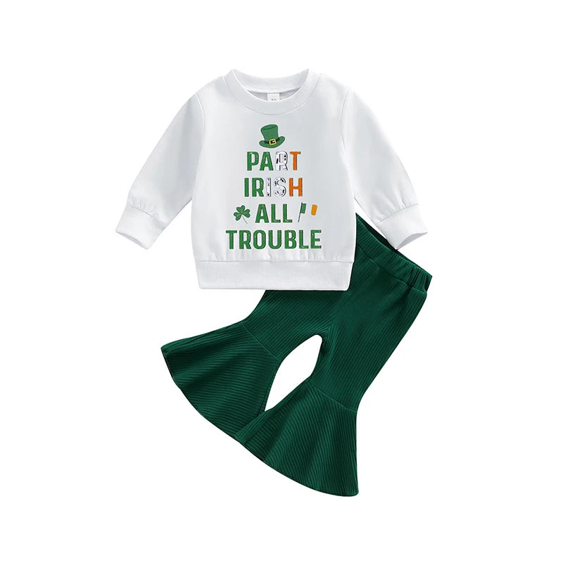 Lioraitiin Toddler Girls Irish Day Outfits Letter Print Long Sleeve