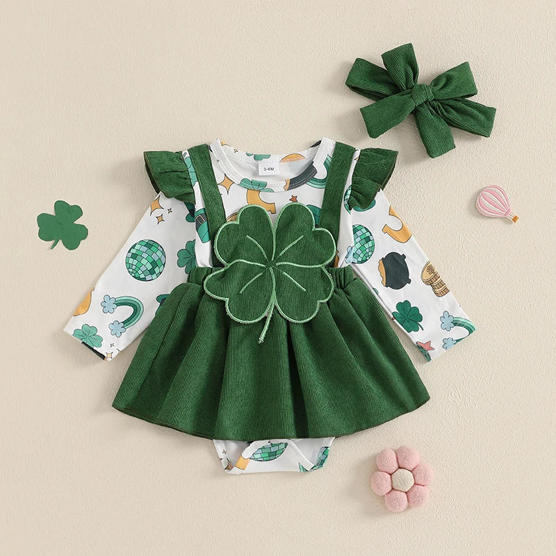 Lioraitiin Newborn Baby Girl St. Patrick's Day Outfit Long Sleeve