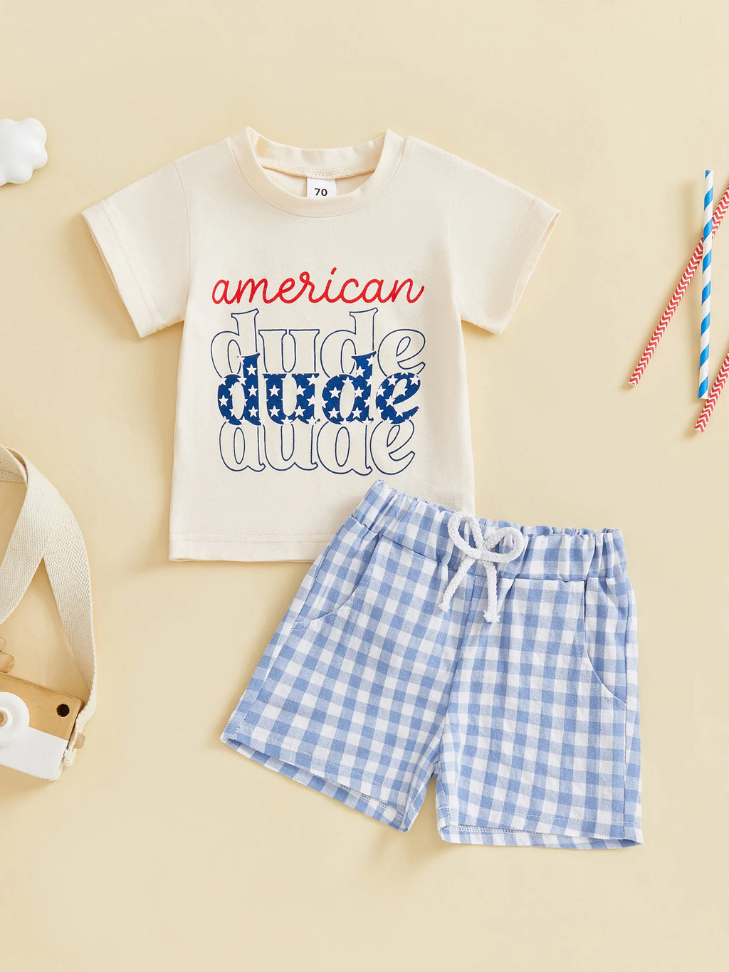 Lioraitiin Toddler Baby Boys Patriotic 4th of July Outfit Letter